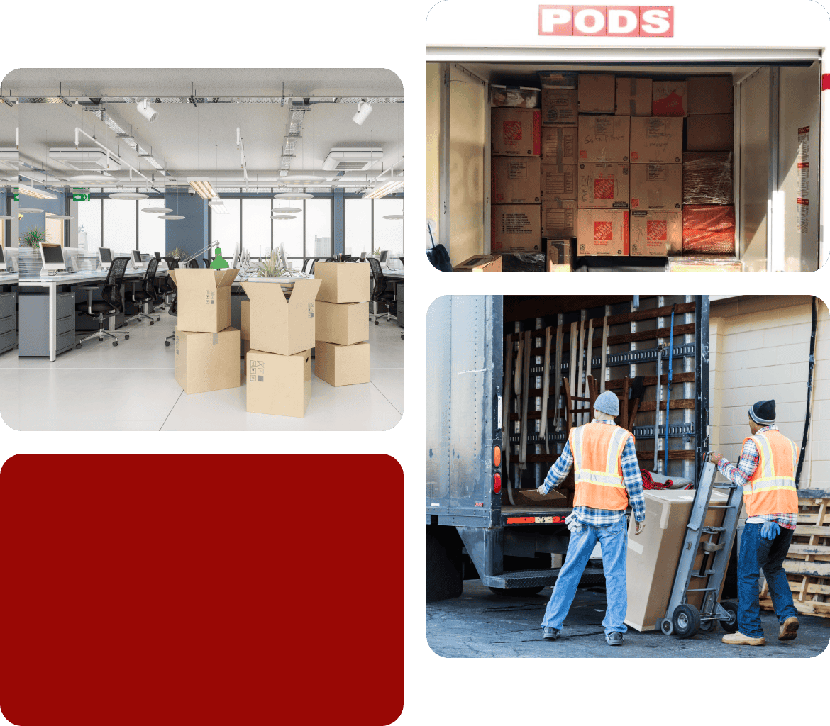 Man loading boxes into a truck in an office